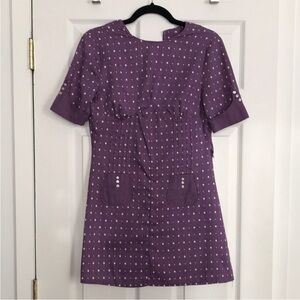 Vintage Handmade Purple Polka Dot Women's 1960s Mod Mini Dress